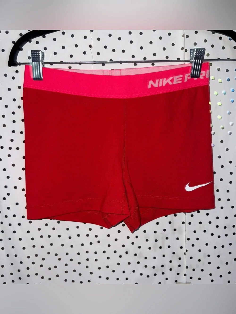Nike Red Women's Training Bike Shorts with Pink Waistband